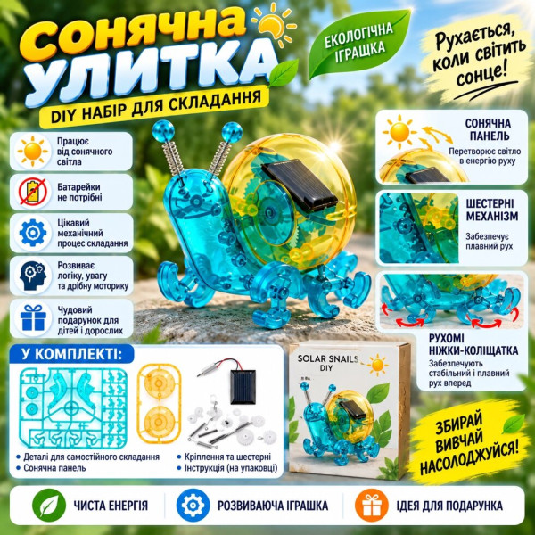 Сонячний конструктор «Равлик» DIY без батарейок