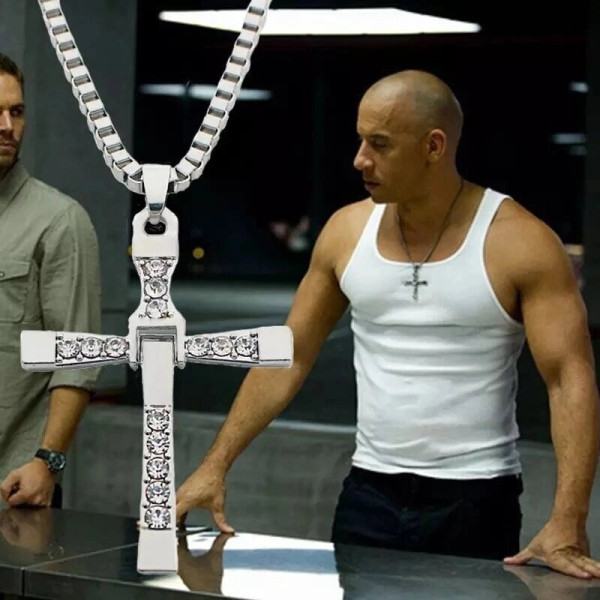 Форсаж намисто Dominic Toretto кулон хрест зі стразами ланцюжок чоловічі модні прикраси хрест торетто