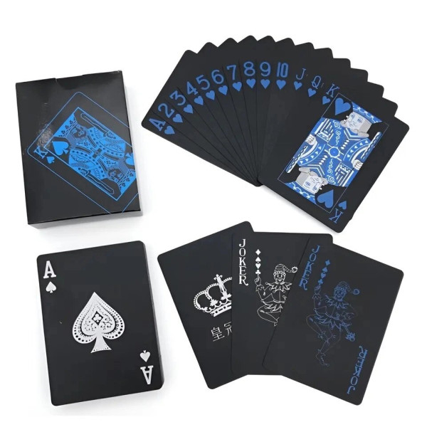 Водонепроникні покерні картки Black & Blue у металевому футлярі