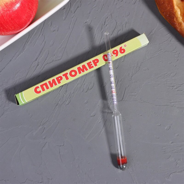 Простий спиртометр 0–96°, скло, для лабораторного та домашнього використання