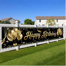 Святковий банер з написом "Happy Birthday" - декор на день народження, 200 см