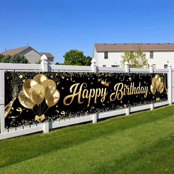 Святковий банер з написом "Happy Birthday" - декор на день народження, 200 см