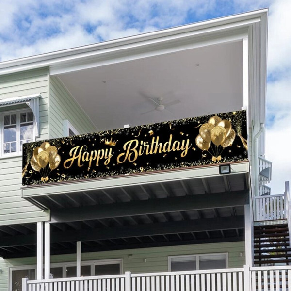 Святковий банер з написом "Happy Birthday" - декор на день народження, 200 см