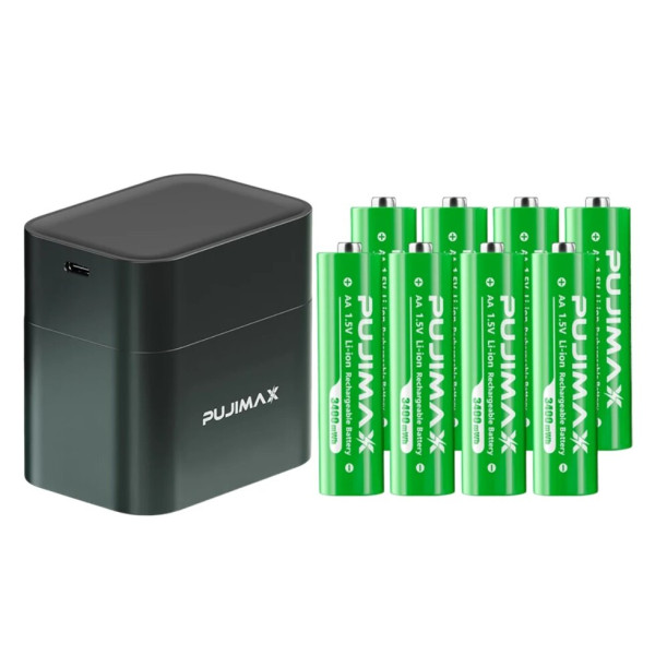Високоємні акумулятори AA 1.5V 3400 мВт·ч, що перезаряджаються, з USB-C швидкою зарядкою і захистом від перезаряду/КЗ