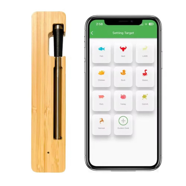 Розумний бездротовий термометр для м'яса з Bluetooth 5.2 та IP68