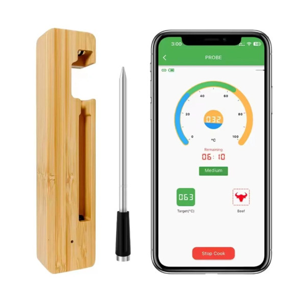 Розумний бездротовий термометр для м'яса з Bluetooth 5.2 та IP68