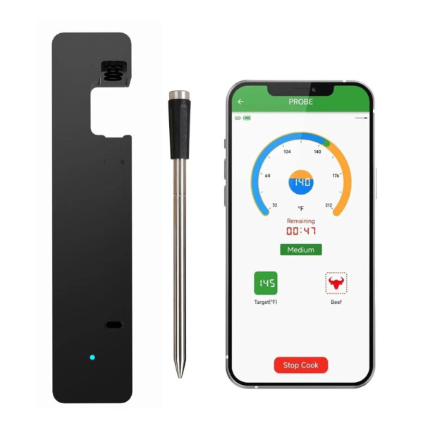 Розумний бездротовий термометр для м'яса з Bluetooth 5.2 та IP68