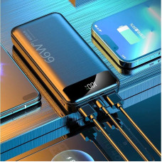 Power bank повір банк 10000 mah з швидко зарядкою з 4 мя вбудованими кабелями для зарядки