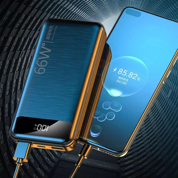 Power bank повір банк 10000 mah з швидко зарядкою з 4 мя вбудованими кабелями для зарядки