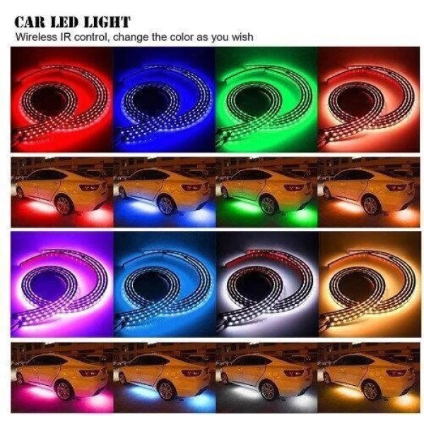 Підсвічування для дна та салону автомобіля rgb + режим світломузики 2 стрічки по 60 см 2 по 90 см