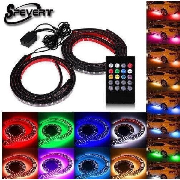 Підсвічування для дна та салону автомобіля rgb + режим світломузики 2 стрічки по 60 см 2 по 90 см
