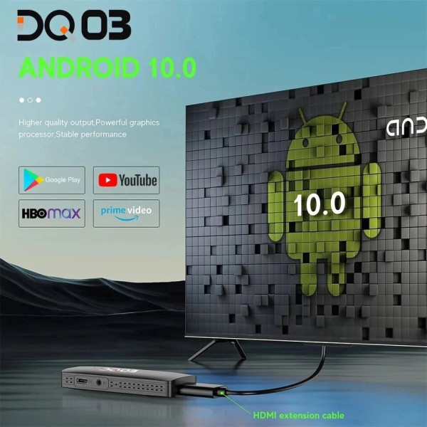 Міні-ТВ-приставка DQ03, Android 10, чотириядерний процесор ARM Cortex A53, 2 ГБ, 16 Гб, підтримка 4K