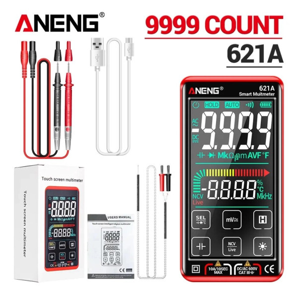 Цифровий мультиметр ANENG 621A сенсорний екран