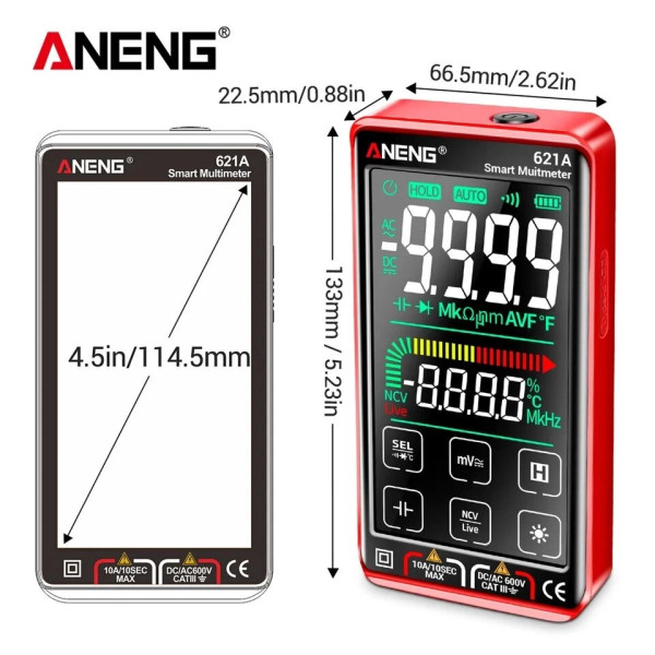 Цифровий мультиметр ANENG 621A сенсорний екран