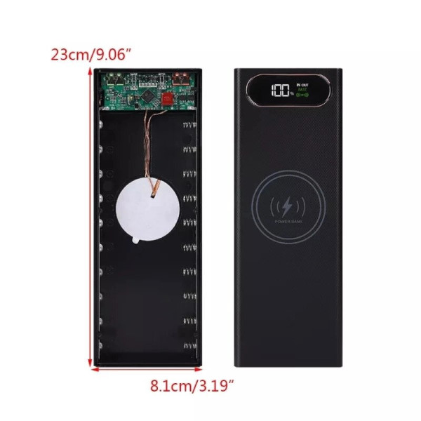 Power bank корпус повербанку з бездротовою швидкою зарядкою 22 w на 10 банок 18650