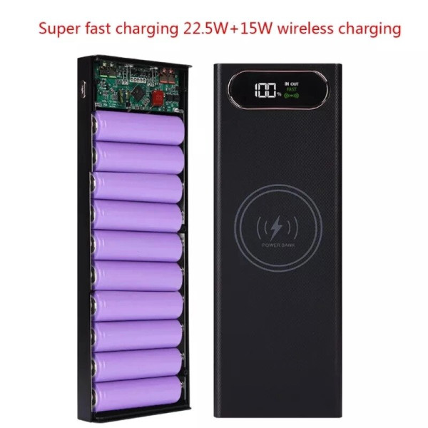 Power bank корпус повербанку з бездротовою швидкою зарядкою 22 w на 10 банок 18650