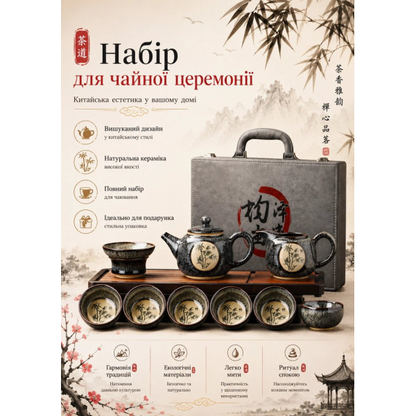 Чайный комплект для дома и путешествий в подарочном кейсе