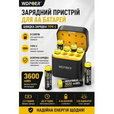 Набір AA Li-ion 1.5V 3600 mWh із розумною зарядною станцією