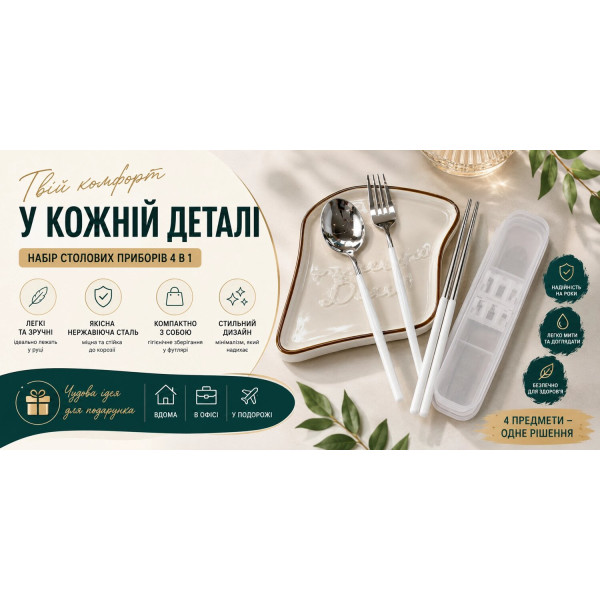 Стильний набір столових приборів у футлярі для щоденного використання