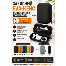 Компактний захисний кейс для навушників, кабелів і зарядних аксесуарів