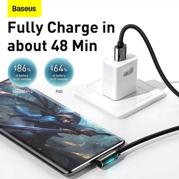Usb кабель 2 метри baseus pd 65 legend series для швидкої зарядки+ швидкий протокол передачі кутовий
